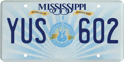 MS license plate YUS602