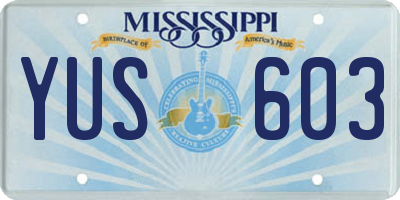 MS license plate YUS603