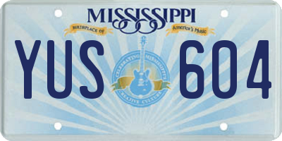 MS license plate YUS604