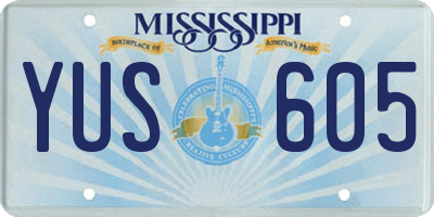 MS license plate YUS605