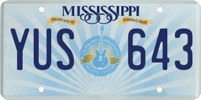 MS license plate YUS643