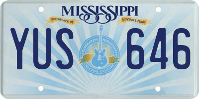 MS license plate YUS646
