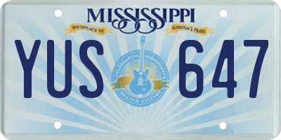 MS license plate YUS647