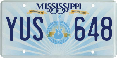 MS license plate YUS648