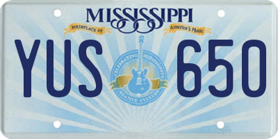 MS license plate YUS650