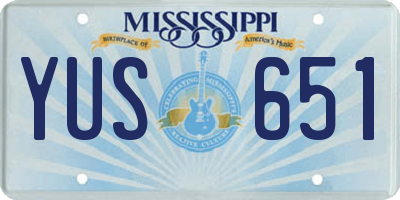 MS license plate YUS651