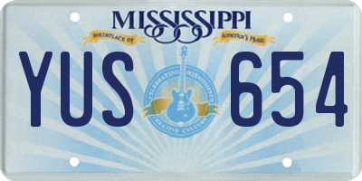 MS license plate YUS654