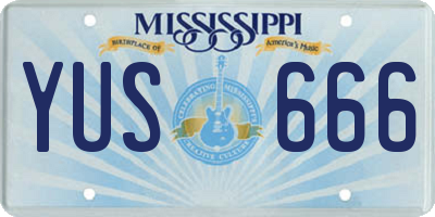 MS license plate YUS666