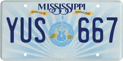 MS license plate YUS667