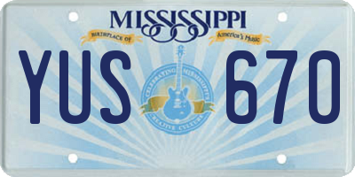 MS license plate YUS670