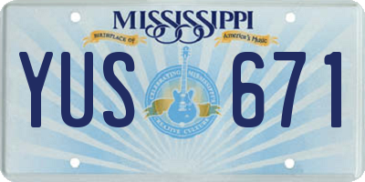 MS license plate YUS671