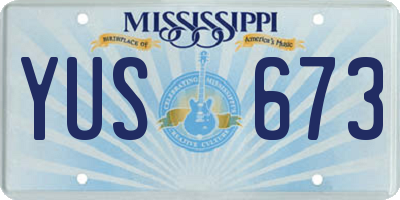 MS license plate YUS673