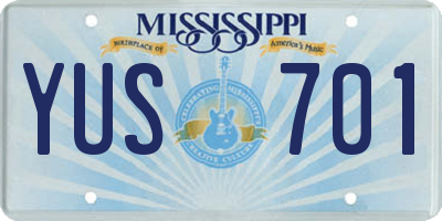 MS license plate YUS701