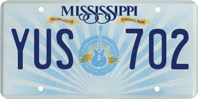 MS license plate YUS702