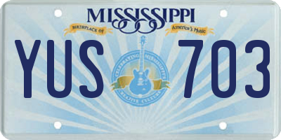 MS license plate YUS703