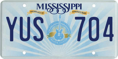 MS license plate YUS704