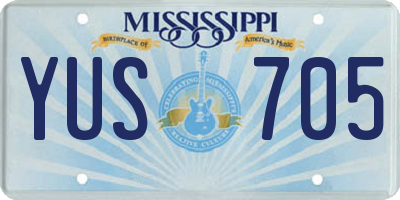 MS license plate YUS705