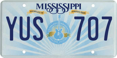 MS license plate YUS707