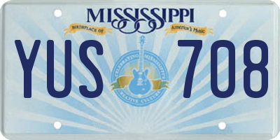 MS license plate YUS708
