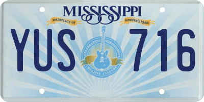 MS license plate YUS716