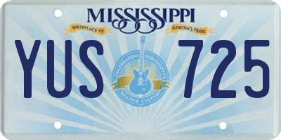 MS license plate YUS725