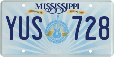 MS license plate YUS728