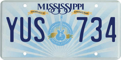 MS license plate YUS734