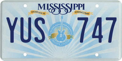 MS license plate YUS747