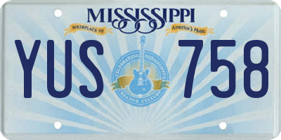 MS license plate YUS758