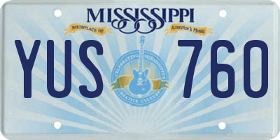 MS license plate YUS760