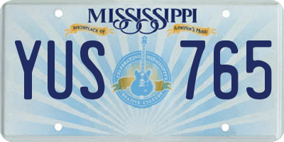 MS license plate YUS765