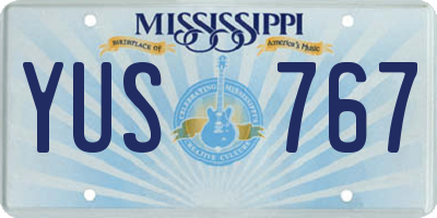 MS license plate YUS767