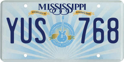 MS license plate YUS768