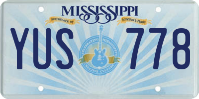 MS license plate YUS778