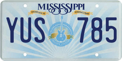 MS license plate YUS785