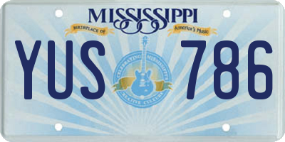 MS license plate YUS786