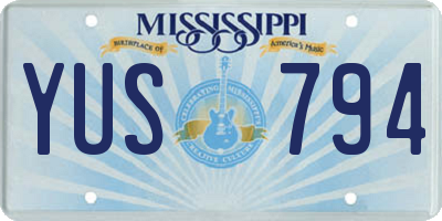 MS license plate YUS794