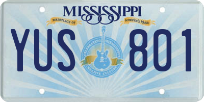 MS license plate YUS801
