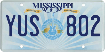 MS license plate YUS802