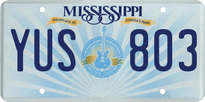 MS license plate YUS803