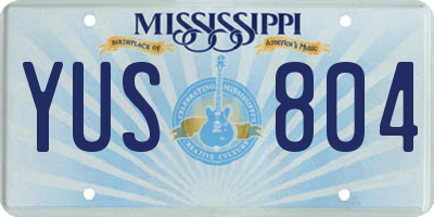 MS license plate YUS804