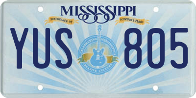 MS license plate YUS805
