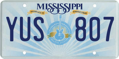 MS license plate YUS807