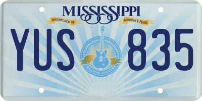 MS license plate YUS835