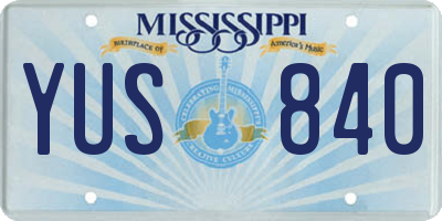MS license plate YUS840