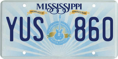 MS license plate YUS860