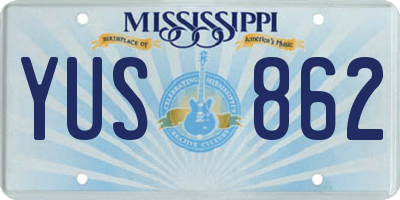 MS license plate YUS862