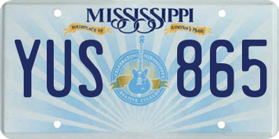 MS license plate YUS865