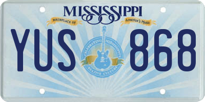 MS license plate YUS868