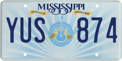 MS license plate YUS874
